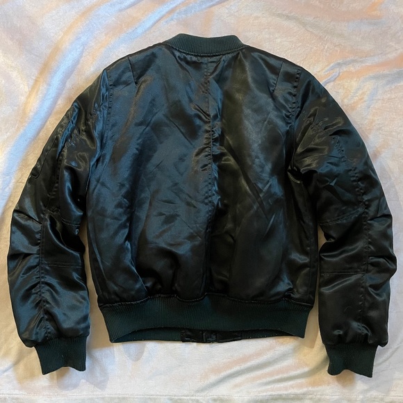 Forever 21 Black Bomber Jacket-Sleek Satin - Picture 7 of 11